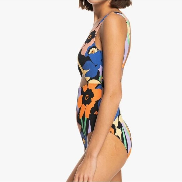 Roxy Women’s Color Jam One Piece Swimsuit Anthracite Flower Jammin Size Small‎ - Picture 6 of 16